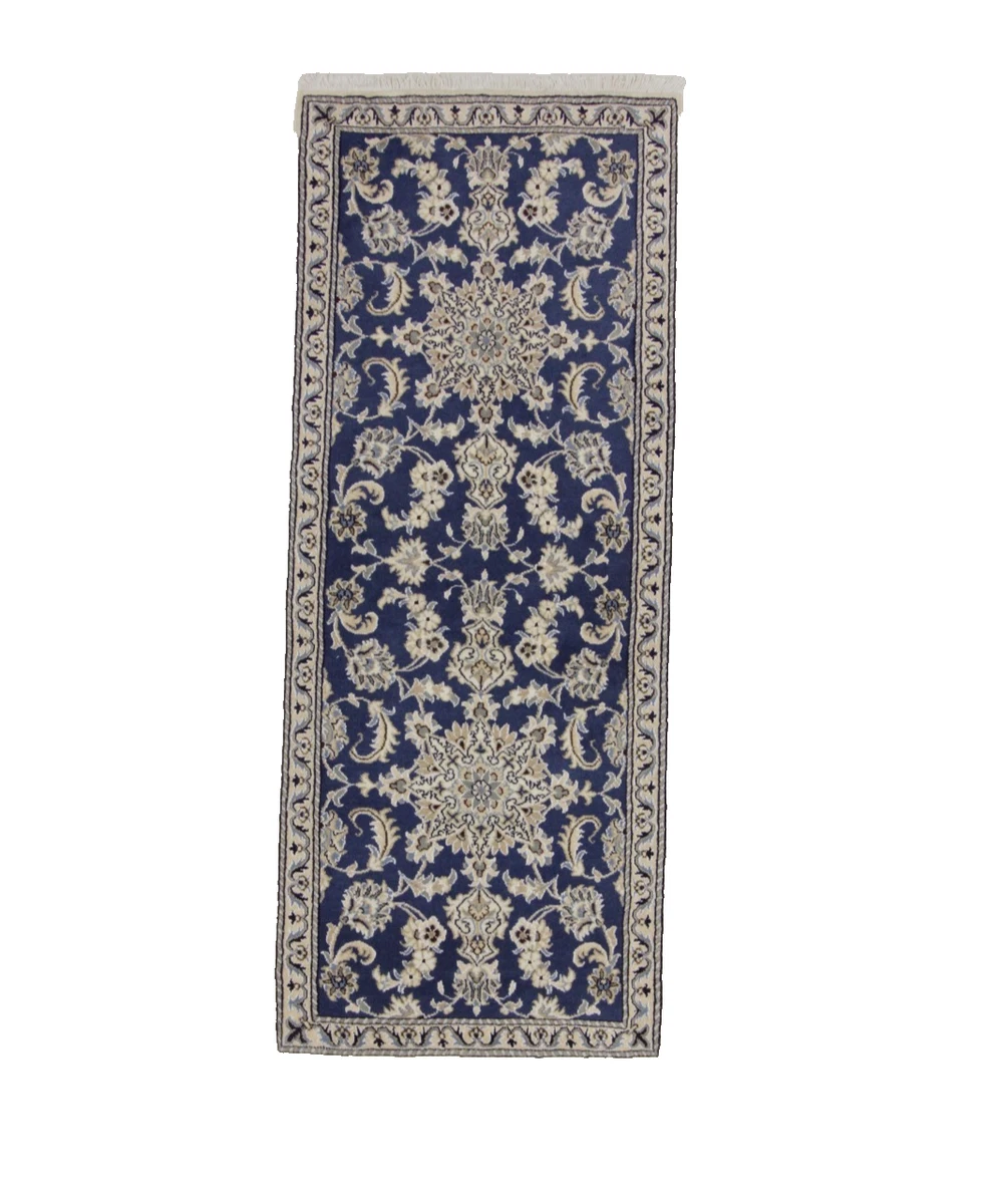 ANCIEN WORN MAIN Fabriqué Traditionnel Oriental Laine Bleu Rouge Tapis 175x130cm EUR 728,09
