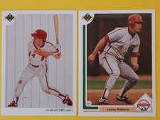 Lenny Dykstra 1991 Upper Deck Card #97 checklist & Card #267 - Phillies Baseball