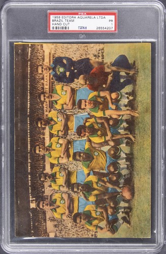 ROOKIE PELE 1958 Brazil Team Editoria Aquarela LTDA Hand Cut PSA 1