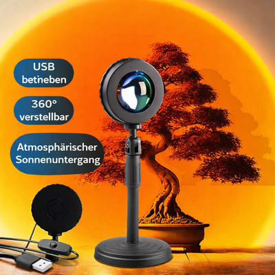 Sunset Lampe LED Sonnenuntergang Projektor USB Stativ Deko Licht