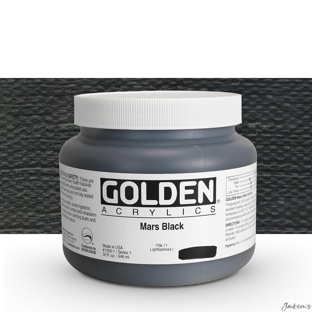 Golden Heavy Body Acrylic Paint Synthetic Black Iron Oxide 946ml Mars Black