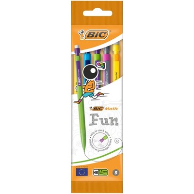 BIC Matic Fun HB Druckbleistifte und Radierer verschiedene Schaftfarben mit feinem