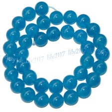 10mm Natural Blue Aquamarine Round Gemstone Smooth Loose Beads 15'' Strand