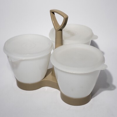 Tupperware Condiment Keeper Trio 7 piece 757 758 733 EUC