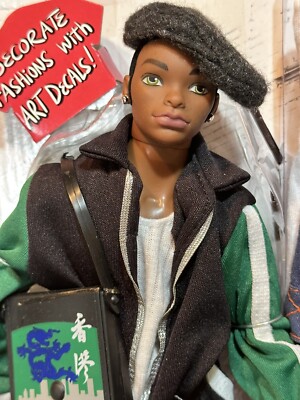 Flavas Tre AA Hip Hop Ken Size Jointed w Fuzzy Hair & Green Eyes