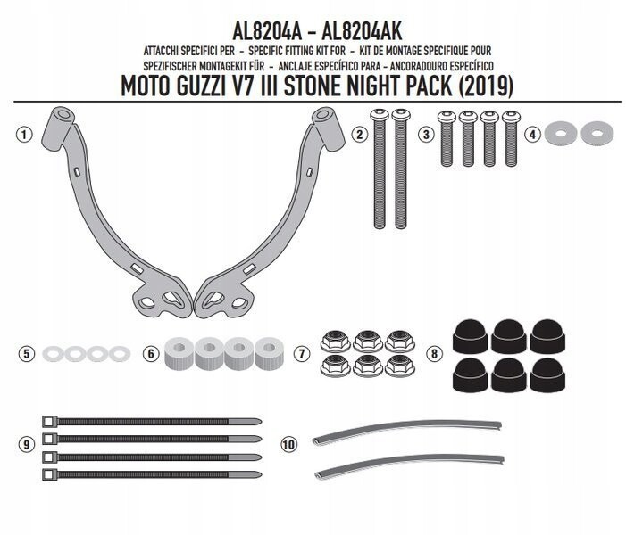 Support de fenêtre 100ALBK pour Moto Guzzi V7 III Stone Night Pack 2019 noir