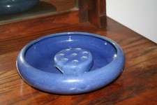 Weller Pottery Round Bright Blue with Matching floral frog Flower Frog