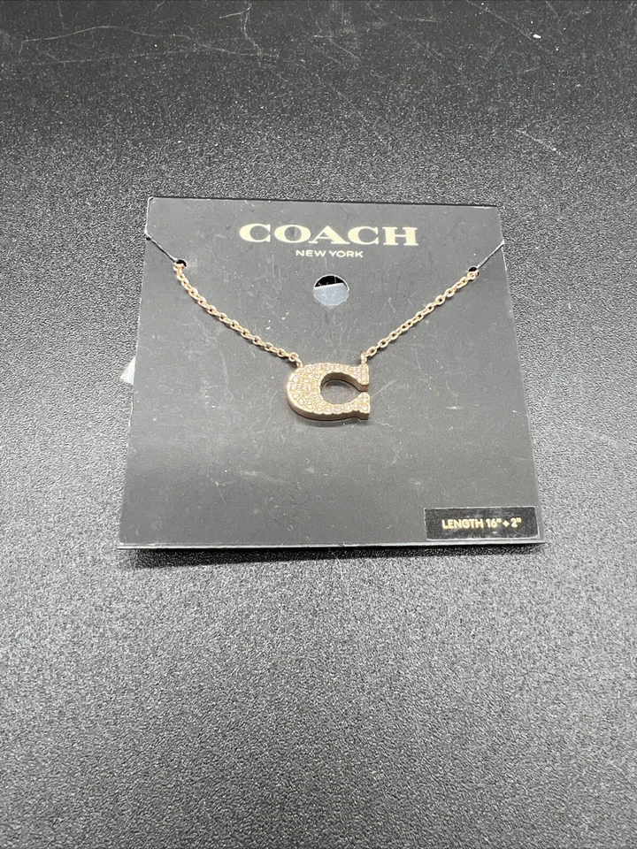Collar Coach Signature “C” Oro Rosa - Nuevo en Paquete Original