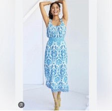 Anthropologie Plenty by Tracy Reese Cream/Blue Printed Sleeveless Dress Womens S