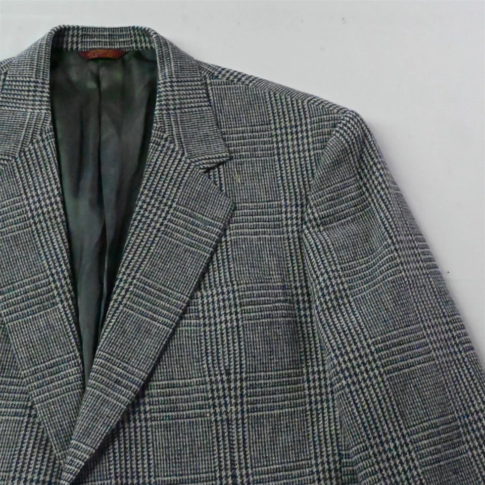 Corbin 42L Blue Glenn Plaid Soft Flannel Wool Men Blazer Suit Jacket Sport Coat - Image 2 of 4