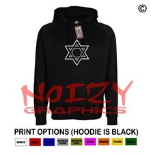 Star Of David 2 Hebrew Christian Hoodie Black Sweatshirt Jesus Religious Chai