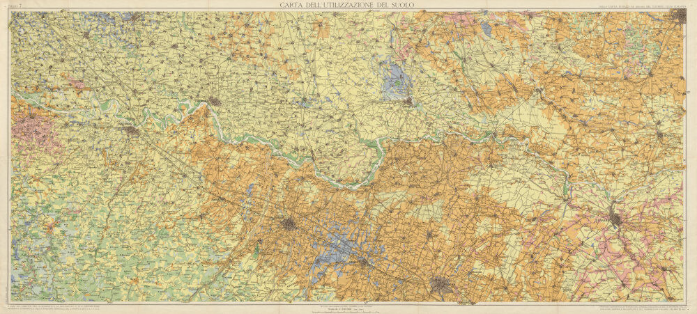 Carta Utilizzazione Suolo 7. Soil use. Piemonte Torino Pavia Turin 1963 map