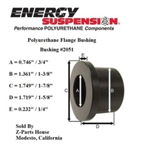 1-3/8" O.D. x 3/4" I.D.  Polyurethane Flange Type Bushing by Energy (2051G)