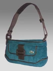 LACOSTE SHOULDER BAG Corduroy Compact Vintage L18 Fashion 6 Petrol Blue NEW