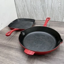 Cuisinart Chef’s Classic Enameled Cast Iron Skillet & Grill Pan Set – Red