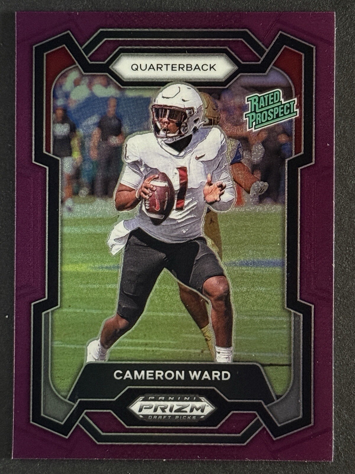 2024 Panini Prizm Draft Picks Cameron Ward Purple Prizm /75 #199 Miami