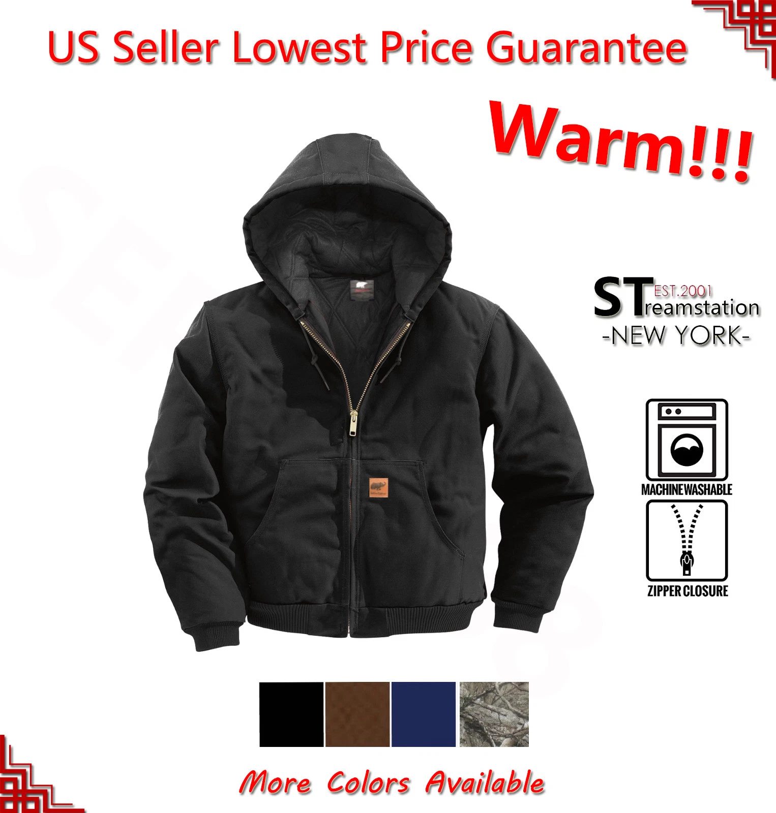 Men Sandstone Canvas Quilted Thermal Lined Duck Coat Winter Duck Jacket Work
Opens in a new window o