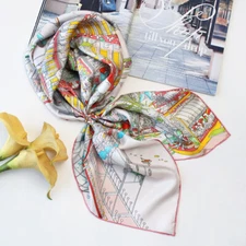 Pure Twill Silk Wrap Square Scarf Legend Horse Printed Shawl Hijab Kerchief 35"