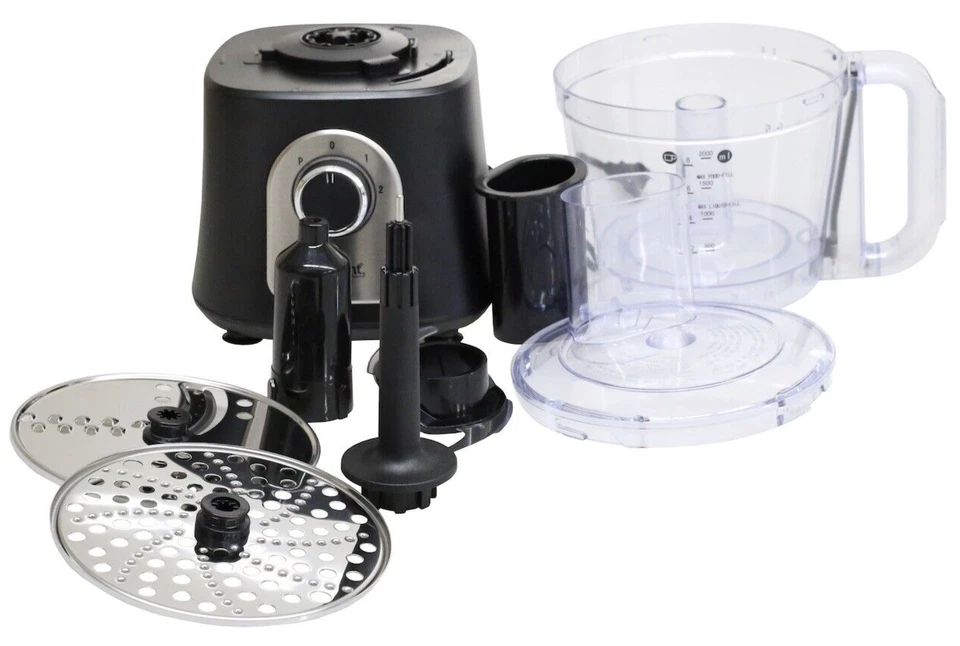 Courant Food Processor Large 12-Cup bowl 800W motor, stainless steel blade-Black - Image 3 of 4