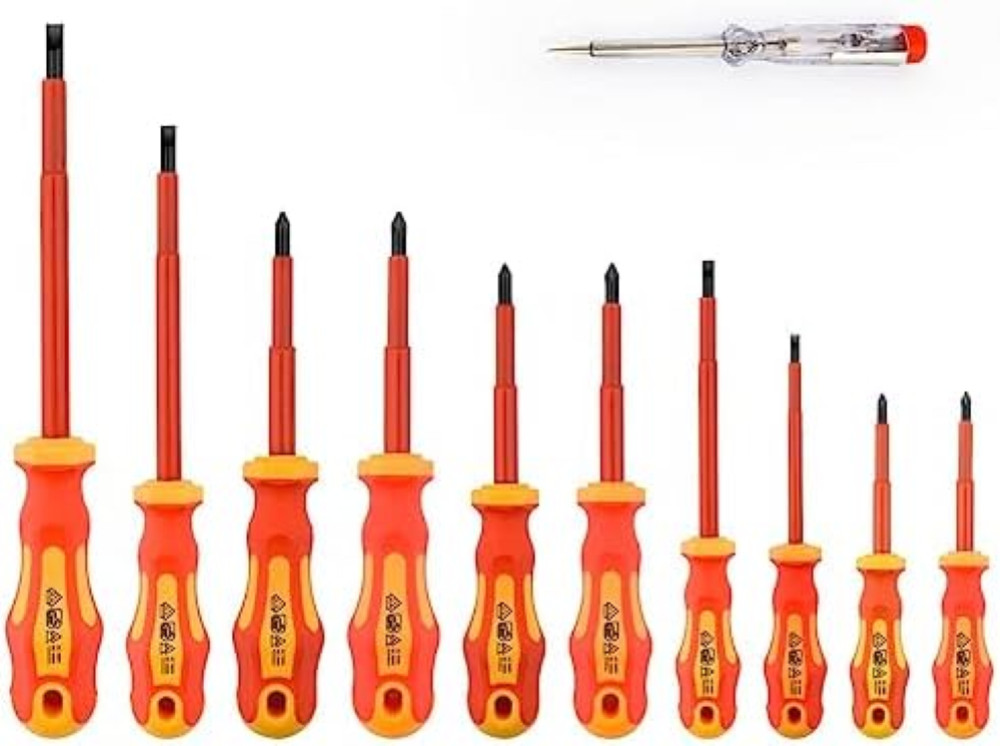 Gunpla 11 Pezzi Set Cacciaviti Elettricista a Norma VDE 1000V, Set di Giravite I