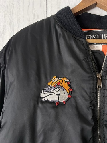 Vintage 80's Marine Bulldog Flight Puffer Jacket Large Black Bomber Stitched - 第 6/17 張圖片