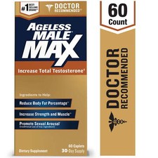 Ageless Male Max Total Testosterone Booster for Men with Ashwagandha, 60 Caplets