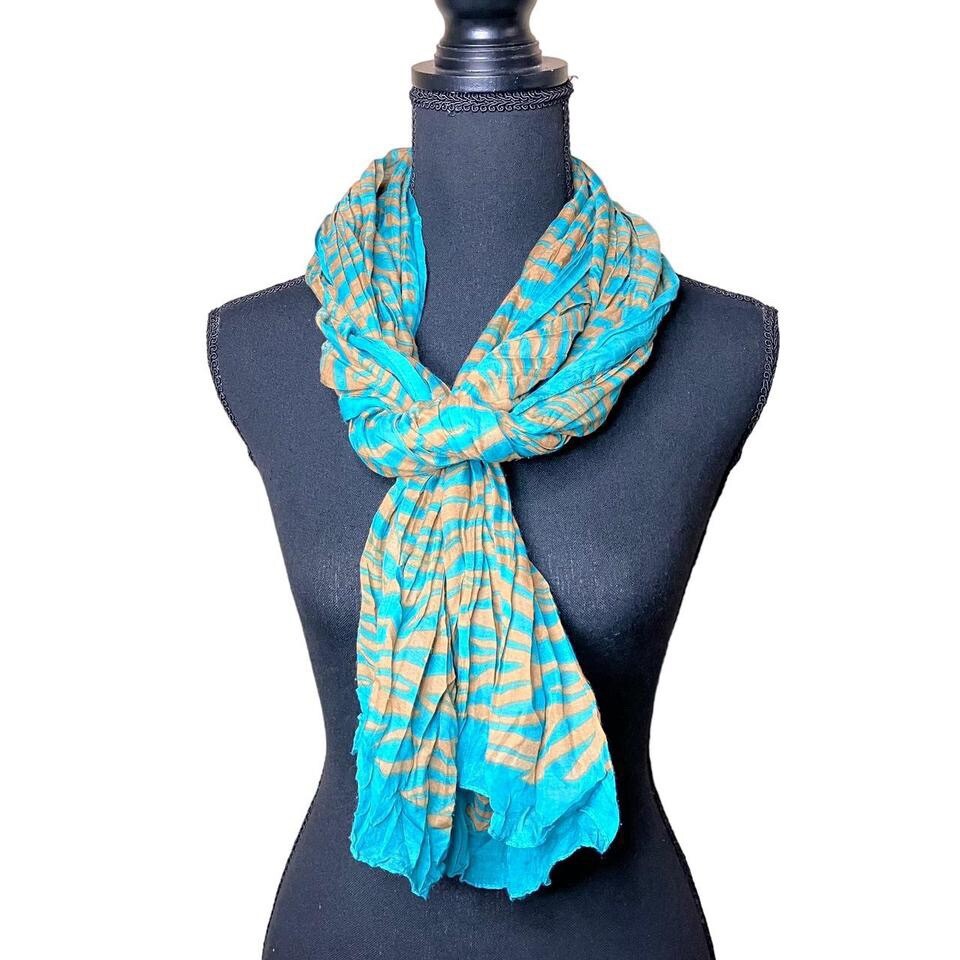 Striped Rectangular  Crinkle Scarf - image 1