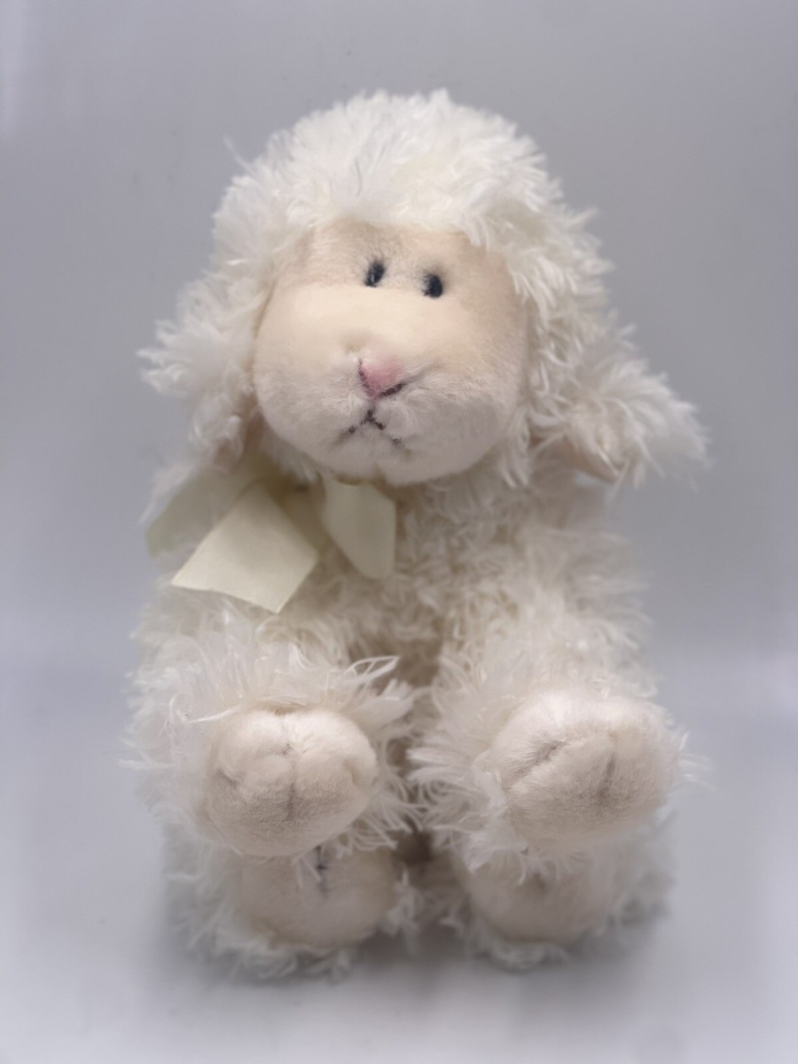 RUSS BERRIE lamb sheep BAASLEY plush cream sitting shaggy fluffy