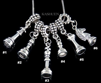 ~Chess Piece~ King Queen Knight Rook Bishop Pawn Charm Necklace Keychain Bangle