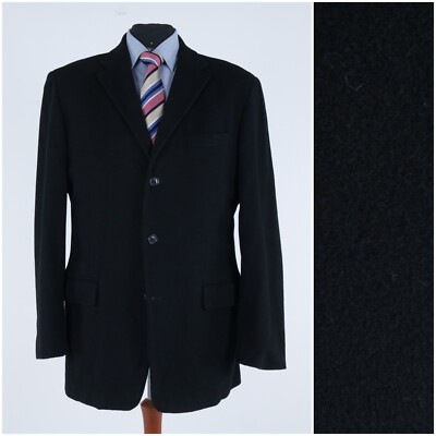 Herren Blazer Wolle Kaschmir 44 L UK Größe VINCI Sport Mantel Schwarz Jacke