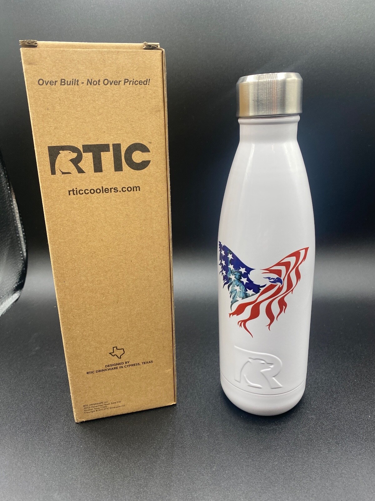 RTIC 17oz Water Bottle American Eagle on White double walled stainless steel