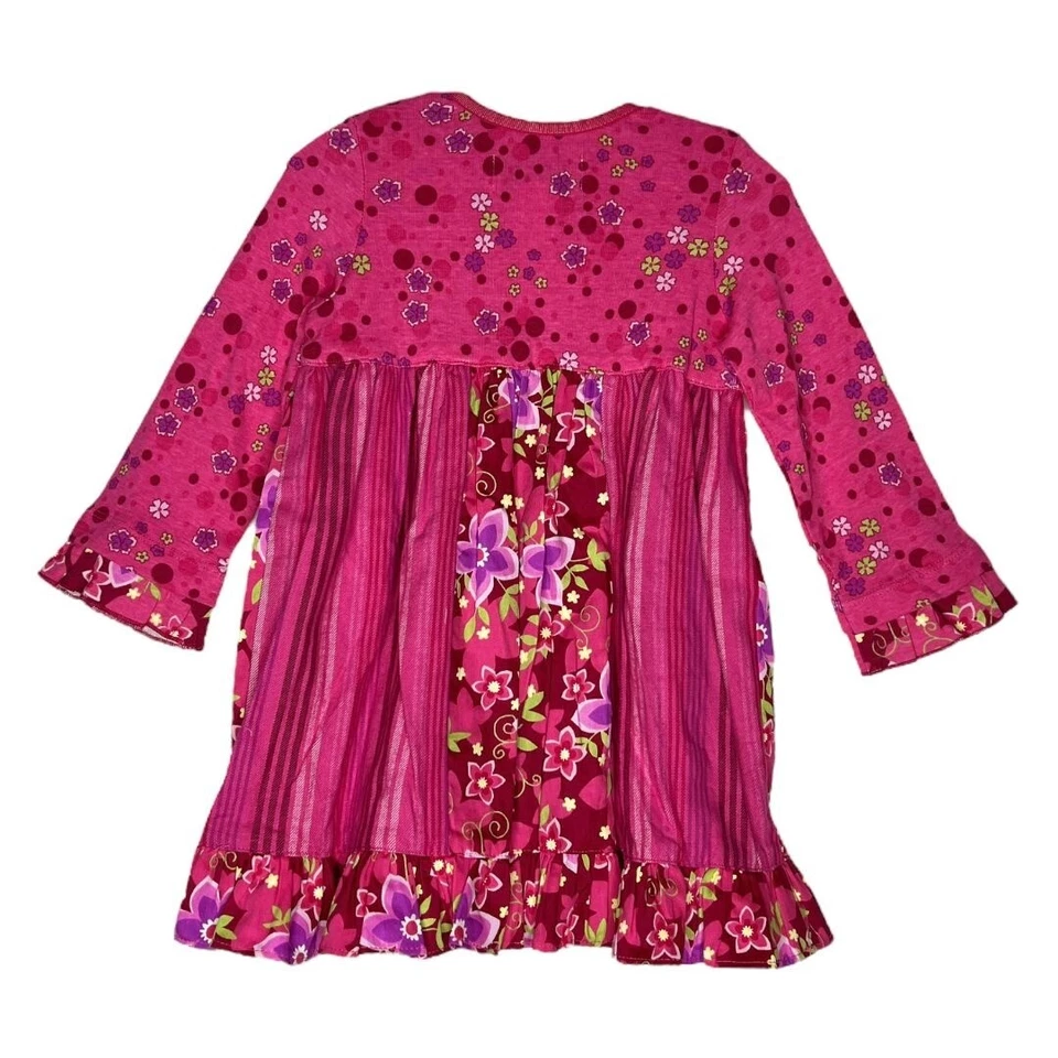 Vestido Bebé Lulu Niñas 2T Rosa Floral Rayas Mariposa Volantes Mixto Medios Artístico Foto 2 de 4