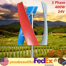 24V 3 Blades Wind Turbine Generator Kit Windmill Power Charge Controller 400W US