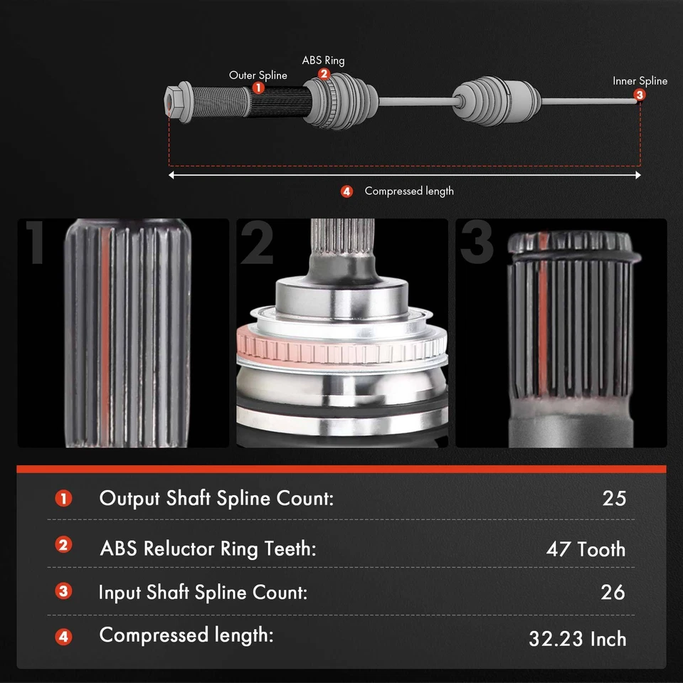 Front Right CV Axle Shaft Assembly for Nissan Altima 02-04 Maxima 2004 Automatic - Image 3 of 4