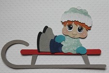 Sledding Boy Red Hair 2. Scrapbook, Card Making Paper Piecing