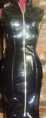 THE FEDERATION RUBBER HOBBLE DRESS TWO WAY ZIPPER BLACK RED PINK