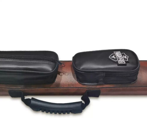 Billiard Pool Cue Stick Hard Case Storage Bag With Shoulder Strap Leather Brown - Picture 3 of 9