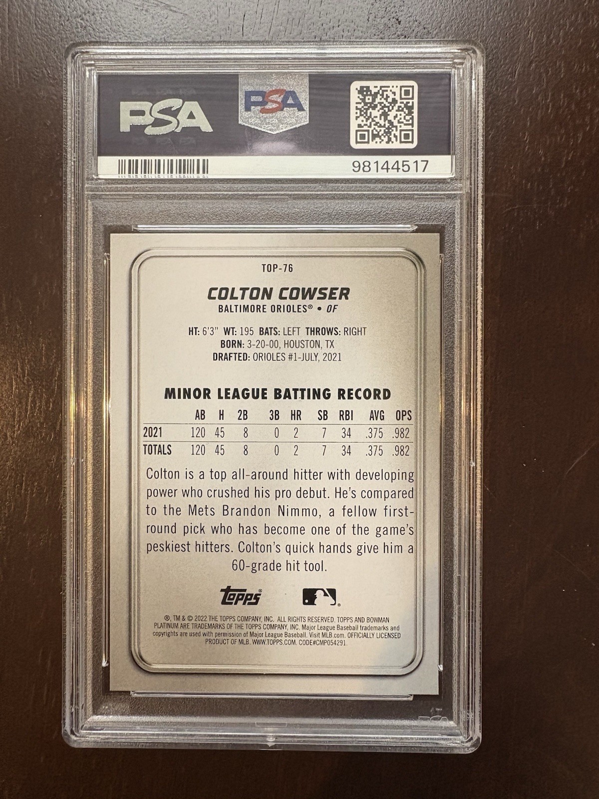 2 Card Graded Orioles Lot Colton Cowser PSA 10 Foil Board Jackson Holliday PSA 9 view 4