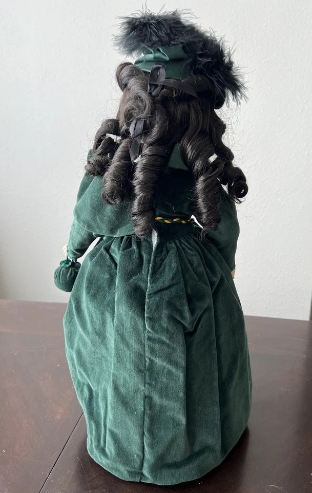 Muñeca de porcelana Scarlett O'Hara vestido verde Lo que el viento se llevó 1996 Seymour Mann Foto 4 de 4