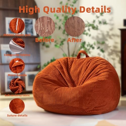 Large Stuffed Animal Storage Bean Bag Chair (No Filler), 3 ft Giant Heavy Soft - Picture 4 of 7