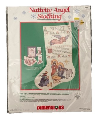 Dimensions Nativity Christmas Angel Stocking Cross Stitch Kit #8386