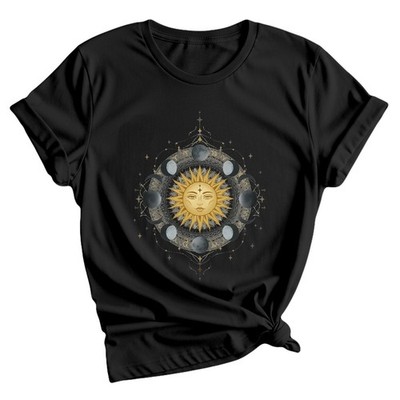 Sonne Mond Phasen Himmlisch Damen T-Shirt Mystisches Design