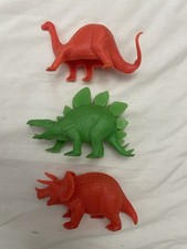 Vint Tootsietoy Hollow Plastic Stegosaurus Triceratops Brontosaurus Dinosaur Lot