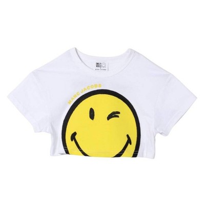 Little Marc Jacobs Girls SmileyWorld Logo Cropped T-Shirt