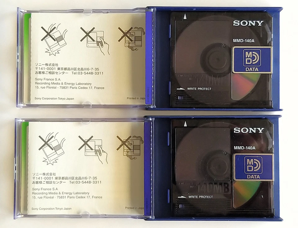 2 Stk. SONY MD DATA 140MB, MMD-140A 1 x bespielt, „endlos“ wiederbeschreibbar - Bild 2 von 4