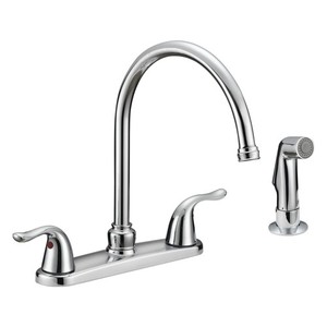 EZ-FLO Two-Handle High-Rise Kitchen Faucet with Sidespray, Stainless Steel, E...