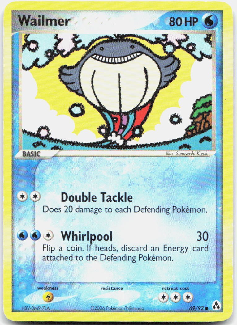 Vintage Pokemon Wailmer Common Legend Maker 69/92 MP Trading Card TCG