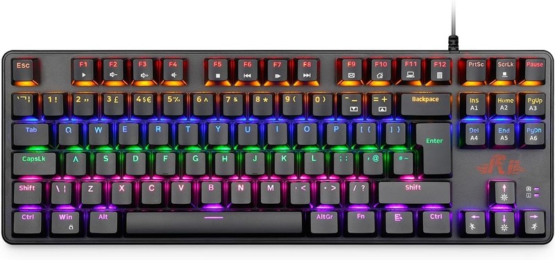 Rii Mechanical Gaming keyboard, RK908 80% Mechanical Keyboard 9 Backlight Modes