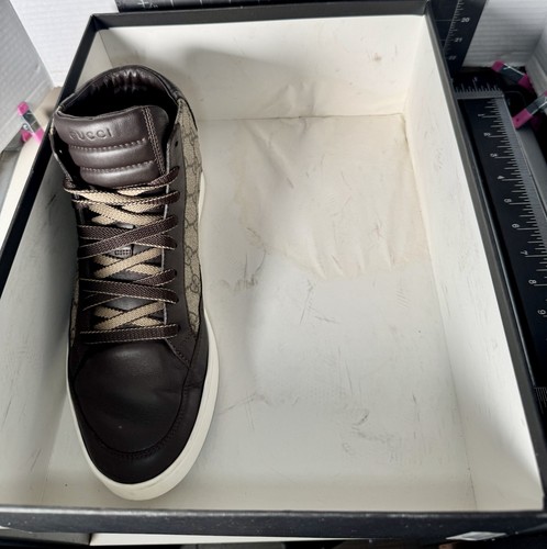 GUCCI GG Supreme Brown High Sneakers Size 8 Men/EU 41.5 - Picture 23 of 24