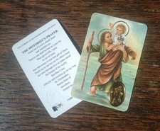 Laminated St Chistopher Prayer Card - integrated medal - Motorists Prayer